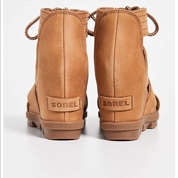 New SOREL Joanie Gladiator Wedge Sandals Tan 8.5 - Picture 4 of 9